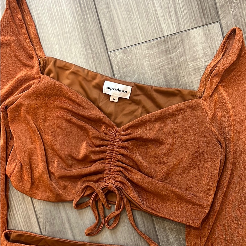 Superdown Anai Ruched Maxi Set in Rust - Picture 4 of 10